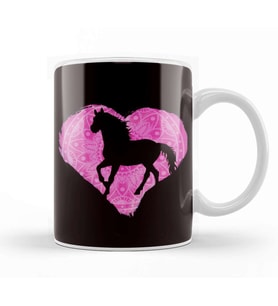 Heart Horse Fan Horses Riding Equestrian Sport Horseshoe Kupa Bardak Porselen