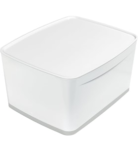 Leitz A4 Mybox Kapaklı Geniş Saklama Kutusu, 18 L, Parlak Görünüm, Plastik, Beyaz/Gri, 52161001 (Çok Renkli)