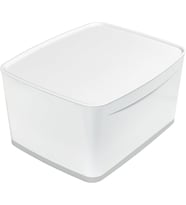 Leitz A4 Mybox Kapaklı Geniş Saklama Kutusu, 18 L, Parlak Görünüm, Plastik, Beyaz/Gri, 52161001 (Çok Renkli)