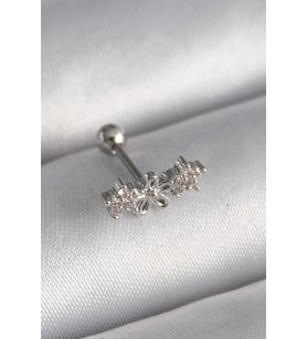316L Çelik Gümüş Renk Zirkon Taşlı Çiçek Tragus Piercing 5886