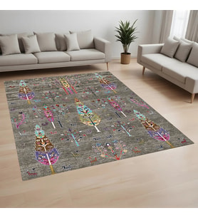 Rovigo Home Dijital Baskı Yıkanabilir Kaymaz Taban Salon Halısı Ve Yolluk RV128-FNL434 (Kahverengi)