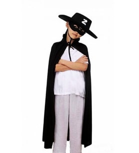 Çocuk Boy Zorro Pelerin + Şapka + Maske Kostüm Seti (Çok Renkli)