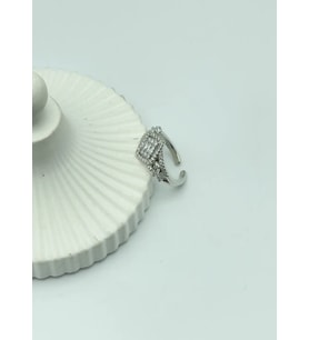 Çelik Silver Tek Taş Baget Ayarlanabilir Yüzük - 25yzk141