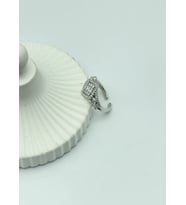 Çelik Silver Tek Taş Baget Ayarlanabilir Yüzük - 25yzk141