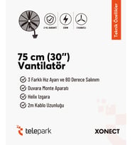 Xonect Profesyonel Sanayi Tipi Vantilatör 75 CM (30 İnç)  Yüksek Performanslı Soğutma  XDF30