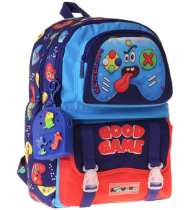 Kaukko Kids Dört Bölmeli Erkek Çocuk Good Game Baskılı Lacivert - Kırmızı Okul Sırt Çantası - L5389