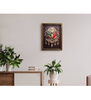 BK Home Osmanlı Arması Tasarımlı Doğal Masif Ahşap Çerçeveli Tablo 45x65cm-4