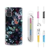 Samsung a71 A72 A73 A7 A9 2018 C7 C9 Kılıf Kablo Koruma Spiral Silikon Great Flowers 1304