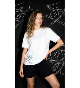 Unisex Düz Renk kayak Dijital Baskılı Bisiklet Yaka Basic Tişört (Beyaz)