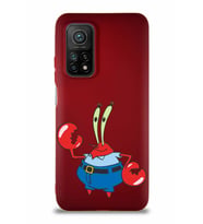 Xiaomi Mi 10T Pro Soft Premier Kapak Bay Yengeç Tasarımlı Silikon Kılıf - Mürdüm (Şeffaf)