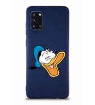 Samsung Galaxy A31 Soft Premier Kapak Donald Duck-E Tasarımlı Silikon Kılıf - Lacivert (Şeffaf)