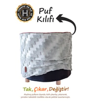 Yıkanabilir Puf Tabure Kılıfı Tak-Çıkar-Değiştir-Yenile Orta Sehpa Kılıfı By Zigzag Gri