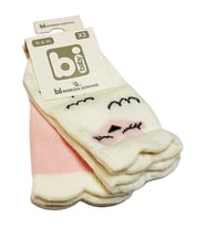 Bibaby Bebek Çorabı 2 li 0-6 Ay - Ekru - Pembe