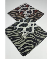 İndia Leopar Desen 2'li  Eşarp -6294 (Yeşil - Taba)