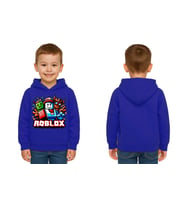 Unisex roblox Baskılı Çocuk Swaetshirt  Baskılı Kapüşonlu 3 İplik Şardonlu (SAKS MAVI)