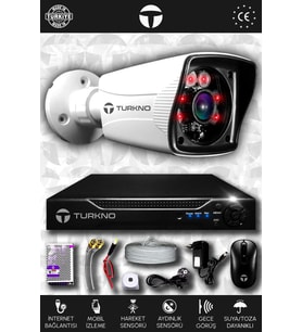 TURKNO 1 Kameralı Karia 1 Dış Kamera Set HDD'siz Full HD Gece Görüşlü Güvenlik Kamerası Sistemi
