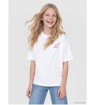 LCW Kids Beyaz Loose Fit Baskılı Kız Çocuk Tişört