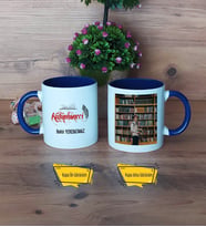 Kütüphaneci Kupa Bardak Lacivert Fotoğraflı