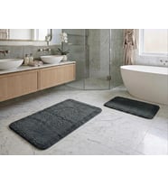 Royam Mevsim Home 2'li Set Banyo Halısı, Paspası %100 Pamuklu Kaymaz Taban Makarna Kenar Antrasit