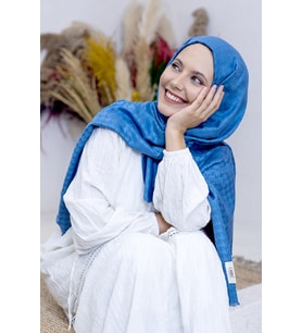 Carine Scarf Jakar Tesettür Şal Azur Mavi