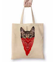Gangster Cat Kedi Bez Çanta Uzun Saplı