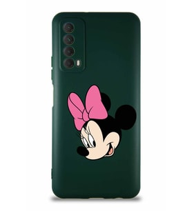 Huawei P Smart 2021 Soft Premier Kapak Minnie Mouse-B Tasarımlı Silikon Kılıf - Yeşil (Şeffaf)