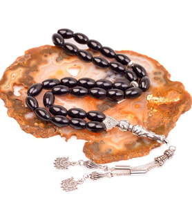 Büyük Boy Obsidyen Taşı Tesbih (8*10,5 mm)