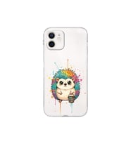 iPhone 12 ile Uyumlu Splash Kirpi Tasarımlı Şeffaf Silikon Kılıf