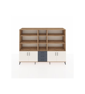 Hyperion Dolap 11 Raflı 3 Çekmeceli 4 Kapaklı 220x44x163 Çam-Aytaşı/Antrasit