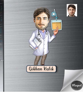 Kişiye Özel Üroloji Doktor Erkek Ahşap Magnet -1
