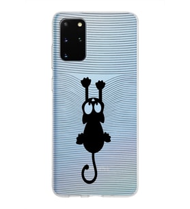 Samsung Galaxy S20 Plus Kapak Mandala Kedi Tasarımlı Şeffaf Silikon Kılıf