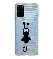 Samsung Galaxy S20 Plus Kapak Mandala Kedi Tasarımlı Şeffaf Silikon Kılıf