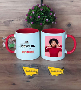 Odyolog Kupa Bardak Kırmızı Fotoğraflı Tıp Bayramı Hediyesi Odyologlar Günü Hediyesi