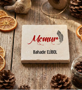 Kişiye Özel Memur Bardak Altlığı  Hediyesi (Krem)