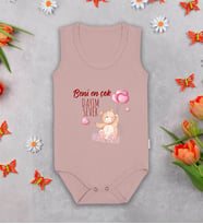 BK Kids Kişiye Özel İsimli Pembe %100 Pamuklu Askılı Sıfır Kol Bebek Body Zıbın-5, Yeni Doğan Bebek Hediyesi