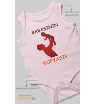 Babasının Kopyası Baskılı Bebek Zıbını – Çıtçıtlı Body  %100 Pamuk Sıfır Kol (Bebek Pembesi)