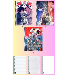 darling in the franxx 3 adet defter A4 büyük boy 72 sayfa çizgili_kareli_çizgisiz defter seti