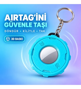 Apple AirTag Uyumlu Döndürmeli Kilitli 3D Baskı Koruyucu Anahtarlık