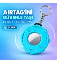 Apple AirTag Uyumlu Döndürmeli Kilitli 3D Baskı Koruyucu Anahtarlık