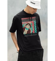 Anime Karakter Baskılı Unisex Oversize Monket D. Luffy Tişört