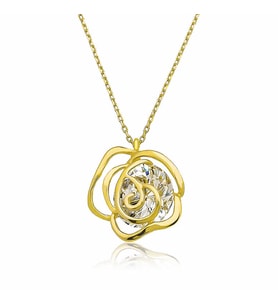 925 Ayar Gümüş Gold Gül Kadın Gümüş Kolye