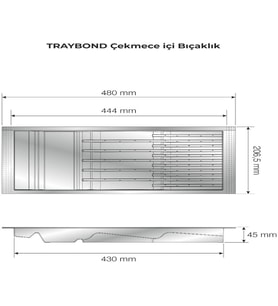 Mutfak Çekmece Içi Antresit Modüler Bıçaklık 20,5Cm X 48Cm (Boydan 4CM Kesilebilir)