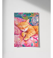 Çerçevesiz Poster Palmiyeler Altında Şekerleme (Çok Renkli)
