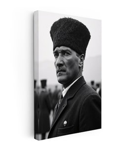 Kanvas Tablo Atatürk Kalpaklı Cephe Bakış Atatürk Tablosu Ev Ofis Duvar Dekoru