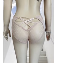 Pointy Love Kalpli Transparan Kumaş Arkası Dekolte Şeritli Yüksek Bel Slip (Pudra)