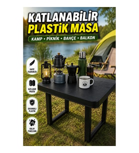 Hafif Katlanabilir Plastik Masa – Kamp, Piknik, Bahçe ve Balkon İçin