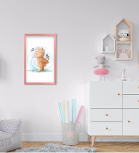 BK Home Tatlı Ayıcık Tasarımlı Dekoratif Pembe Ahşap Çerçeveli Çocuk Odası Tablo-1