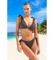 Üçgen Bağlamalı Bikini Takımı Plaj Ve Havuz İçin Şık Detaylı Esnek Kumaş Su Sporları