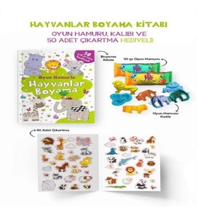 Hayvanlar Boyama Kitabı - Oyun Hamurlu - 3 Yaş +