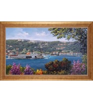 Çerçeveli Paspartulu Manzara Tablo bm0813 (Gold)